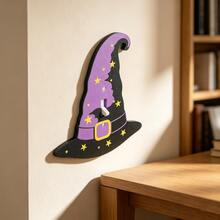 1pc Purple Wizard Hat Shaped 3D Printed Plastic Switch Panel, Decorated With Yellow Star Pattern, Halloween Theme Wall Switch Decorative Cover Plate - Multicolor - View 5