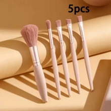 5PCS Rose Gold Soft Fluffy Makeup Brush Set With Portable Mirror, Soft Bristles Skin-Friendly, Includes Multiple Makeup Tools, Easy To Store And Carry, Suitable For Daily Makeup, Also Perfect As Exquisite Gift For Halloween And Christmas - Multicolor - View 13