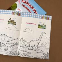 Dinosaur World Coloring Book For Kids, 32-Page Dinosaur Themed Coloring Workbook, Prehistoric Creature Drawing Activity Book, Children's Reading And Writing Toy, Preschool Boys And Girls Birthday Gift - Blue - View 4