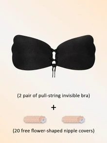 2pcs/1pc Women's Invisible Self-Adhesive Bra, Adjustable Drawstring, Backless Bra, Suitable For Women's Breast Pads, Thickened Breast Pads, Spaghetti Strap Dresses And Wedding Dresses. - Multi-color - View 12