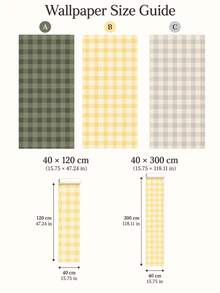 SUPSTICKER 1PC Sage Green, Yellow & Gray Gingham Peel And Stick Wallpaper, Self Adhesive Removable PVC Checkered Decor For Kitchen Bedroom Cabinets - 1PC - View 3