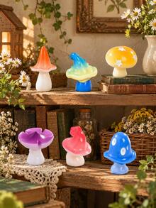 3pcs/Set 6 Colors Mushroom Garden Decor, ABS Resin Decorative Mushroom Figurines, Suitable For Fairy Garden, Flower Pot, Micro Landscape And Home Garden Decoration - Colorful Mushroom - View 6