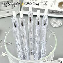 4pcs Angel Light Bow Click Neutral Gel Pens With Soft Rubber Grip, Highly Attractive Boxed Black Ink 0.5mm Student Exam Pens - Transparent Bow - View 4