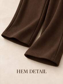 Women's Casual Loose Minimalist Solid Color Elastic Waist Sweatpants With Pockets - Coffee Brown - View 6