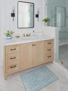 1 Buah Karpet Area Motif Bunga Geometris Biru Muda & Putih, Bahan Kasmir Imitasi, Bentuk Persegi Panjang, Pola Bohemian Vintage Usang, Dapat Dicuci dengan Mesin, Cocok untuk Ruang Tamu, Kamar Tidur, Dekorasi Rumah Sehari-hari, Dekorasi Rumah Estetis - MultiWarna - View 6
