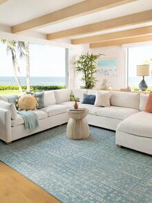 1 Buah Karpet Area Motif Bunga Geometris Biru Muda & Putih, Bahan Kasmir Imitasi, Bentuk Persegi Panjang, Pola Bohemian Vintage Usang, Dapat Dicuci dengan Mesin, Cocok untuk Ruang Tamu, Kamar Tidur, Dekorasi Rumah Sehari-hari, Dekorasi Rumah Estetis - MultiWarna - View 4