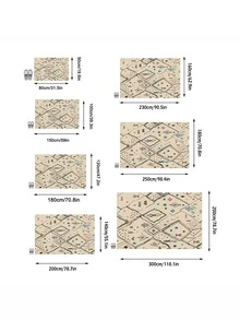 1 Buah Karpet Area Totem Geometris Berwarna-warni Beige, Bahan Kasmir Imitasi, Bentuk Persegi Panjang dengan Pola Bohemian Lukisan Tangan, Dapat Dicuci dengan Mesin, Cocok untuk Ruang Tamu, Kamar Tidur, Dekorasi Rumah Sehari-hari, Dekorasi Rumah Estetis - MultiWarna - View 3