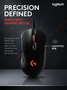 Gaming Mouse, RGB Wired Mouse, Ergonomic Design, Weighs 87g + 10g Detachable Weight, Low Latency, Excellent Performance, Supports Logitech G Hub (Black). - View 6