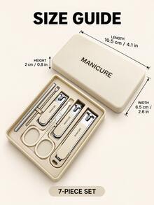 7-Piece Stainless Steel Manicure Set, Featuring Splash-Proof Nail Clippers, Scissors, Toenail Clippers, And Foot Care Tools To Meet Daily Hand Care Needs; Includes A Portable Storage Case, Making It Ideal For Both Home Use And Travel. - A - View 12