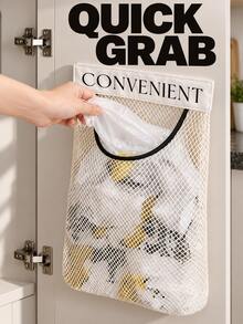 1 pieza/3 piezas Estante de almacenamiento de bolsas de basura de plástico para el hogar, organizador de bolsas de basura de cocina montado en la pared, accesorios de almacenamiento de cocina, cesta colgante, cesta colgante de almacenamiento de cocina, almacenamiento de verduras, cesta de frutas, almacenamiento de bolsas de compras - Multicolor - Ver 5