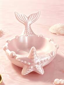 1pc Mermaid Starfish Jewelry Storage Tray, Ring Earring Necklace Decorative Dish - Multicolor - View 2