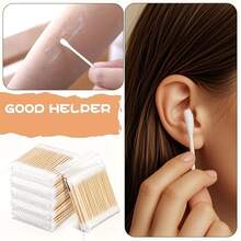 400/1200pcs Wooden Handle Cotton Swabs - No Fragrance Type, Double Round Head Cotton Swabs, Suitable For Ear Cleaning, Makeup Cleaning, Electronic Device Cleaning, Disposable Multi-Purpose Stick, Essential For Personal Care - Multicolor - View 6