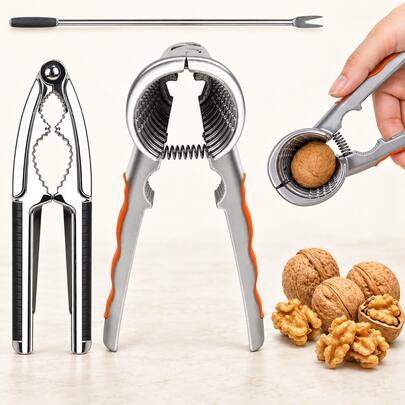 3PCS Nut Cracker Set, Metal Shell Opener Kit For Walnuts, Pecans, Hazelnuts & Pistachios, Seafood Cracking Tools For Home Kitchen