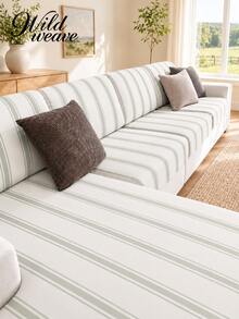 1pc Striped Print Milk Silk Sofa Cushion Cover, High Elasticity Dust-Proof Stain-Resistant Removable Washable All-Season Sofa Slipcover, Suitable For Kitchen, Living Room, Bedroom, Balcony Garden And Multiple Occasions, Single Piece Sold Not Set Sofa Cushion Protector - Multicolor - View 2
