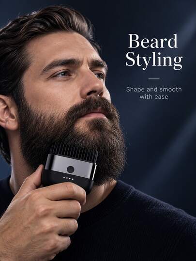 Portable Wireless Straightening Comb Rechargeable Men's Beard Styler Small Anti-Scald Hair Care Hair Styling, Mini Wireless Charging Straightening Travel Portable Curling Hair Multi-Gear Battery Life