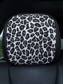 Almohada de cuello para asiento de coche con estampado de leopardo, soporte de cuello universal de fácil instalación para conducir, accesorio decorativo para coche, funda de almohada para cabeza - Lino con estampado de leopardo - Ver 4