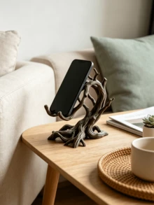 1pc Tree Root Resin Phone Stand, Vintage Country Style, Phone Holder For Workspace, Bedside Table, Living Room Desktop Decoration, Office Desk Phone Holder, Home Decor Artistic Shaped Stand - 1pc - View 9