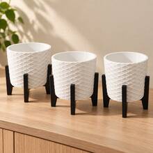 3 Vasos Cachepot Suspenso Decorativo Moderno Para Suculentas - Branco - Visão 6