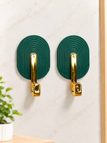 2pcs Self-Adhesive Multi-Function Towel Bathroom Hooks, No-Drill Damage-Free Hooks, Luxury Door Backpack Hooks, Practical Hooks - View 3