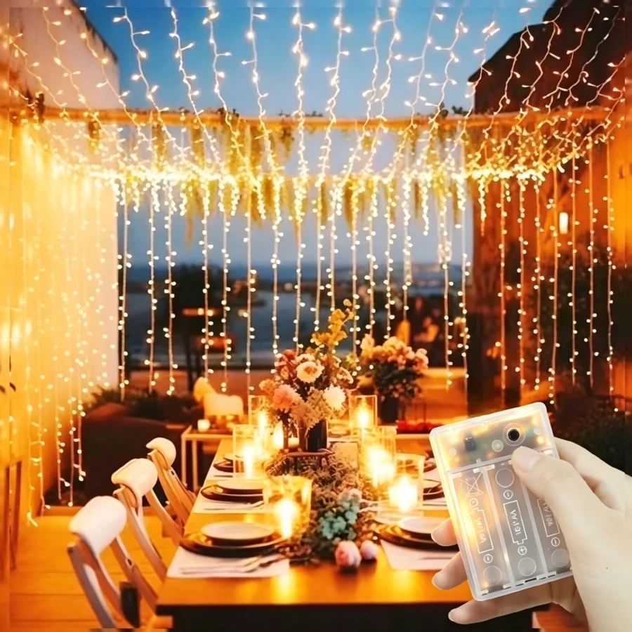 LED Curtain Lights, Indoor Use, Suitable For Christmas, Wedding, Party And Curtain Decoration, Birthday Party And Holiday Indoor Wall Decoration Fairy Lighting (Batteries Not Included) - Battery-operated Curtain Lights - View 1