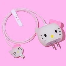 SANRIO 1Set Hello Kitty Charger And Cable Case, Cute Pink Protective Cover Compatible With Iphone 18W/20W Adapter, Data Cable Protection, Durable And Stylish, Mobile Phone Data Cable Protection Data Cable Accessory Storage Protection Cover, Party Small Gift, Suitable For Hello Kitty Lovers, Perfect Birthday, Holiday, Party, Halloween, Christmas, New Year Gift For Family And Friends - Multicolor - View 5