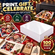 4*6 Inch High Glossy Photo Paper, 100 Sheets Inkjet Printable Photo Paper For Photos, Scrapbooks, DIY Greeting Cards, Halloween Thanksgiving Christmas New Year Party & Holiday Gift Making - 100 Sheets - View 4