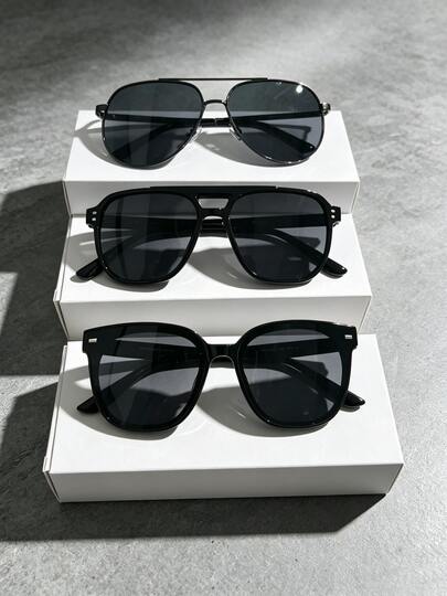 3PCS And Stylish Fashion Glasses, Unisex Style, Versatile And Suitable For Driving, Parties, Fashion Accessories, Vacations, Everyday Wear, And Any Other Occasion.