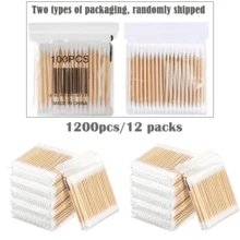 400/1200pcs Wooden Handle Cotton Swabs - No Fragrance Type, Double Round Head Cotton Swabs, Suitable For Ear Cleaning, Makeup Cleaning, Electronic Device Cleaning, Disposable Multi-Purpose Stick, Essential For Personal Care - Multicolor - View 10