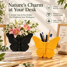 3D Printed Butterfly Shaped Desktop Ornament, 3-In-1 Pen Holder & Small Vase With Embossed Butterfly Pattern, Beautiful Desk Decor, Perfect Gift For BFF & School Friends - Butterfly - View 7