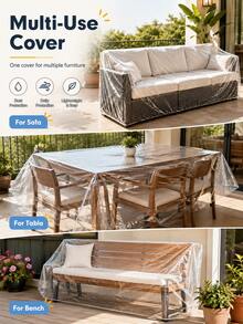 Extra Large Transparent Furniture Cover With Tight Elastic Edge, Suitable For All Weather, Protects Sofa, Table And Bench From Damage - Perfect For Patio And Balcony - Easy Installation - Year-Round Use - Suitable For Sofa - Multicolor - View 3