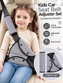2pcs Kids Car Seat Belt Adjuster + Shoulder Pad Set, Anti-Choke Shoulder Belt Positioning Protector, Soft Comfortable Detachable, Car Seat Accessories For 3-6 Years Old Children - Multicolor - View 7
