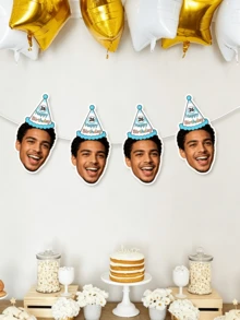 1/7/14/21pcs Customizable Photo Portrait Face Hanging Flag, Personalized Handmade Cutout Portrait Decor, Funny Gift For Father, Mother, Friend, Bride, Groom, Perfect For Birthday, Wedding, Party, Christmas - Multicolor 1 - View 8