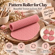 Petal Mesh Clay Roller, 3D Printed PLA Ceramic Texture Roller, Polymer Clay, Soft Clay, Air Dry Clay, Ceramic Embossing Tool For Pottery, DIY Handmade, Sculpture, Hand-Molding, Floral Geometric Pattern Printing Roller, Artist Ceramic Making Supplies - Petal Plaid Pink - View 4