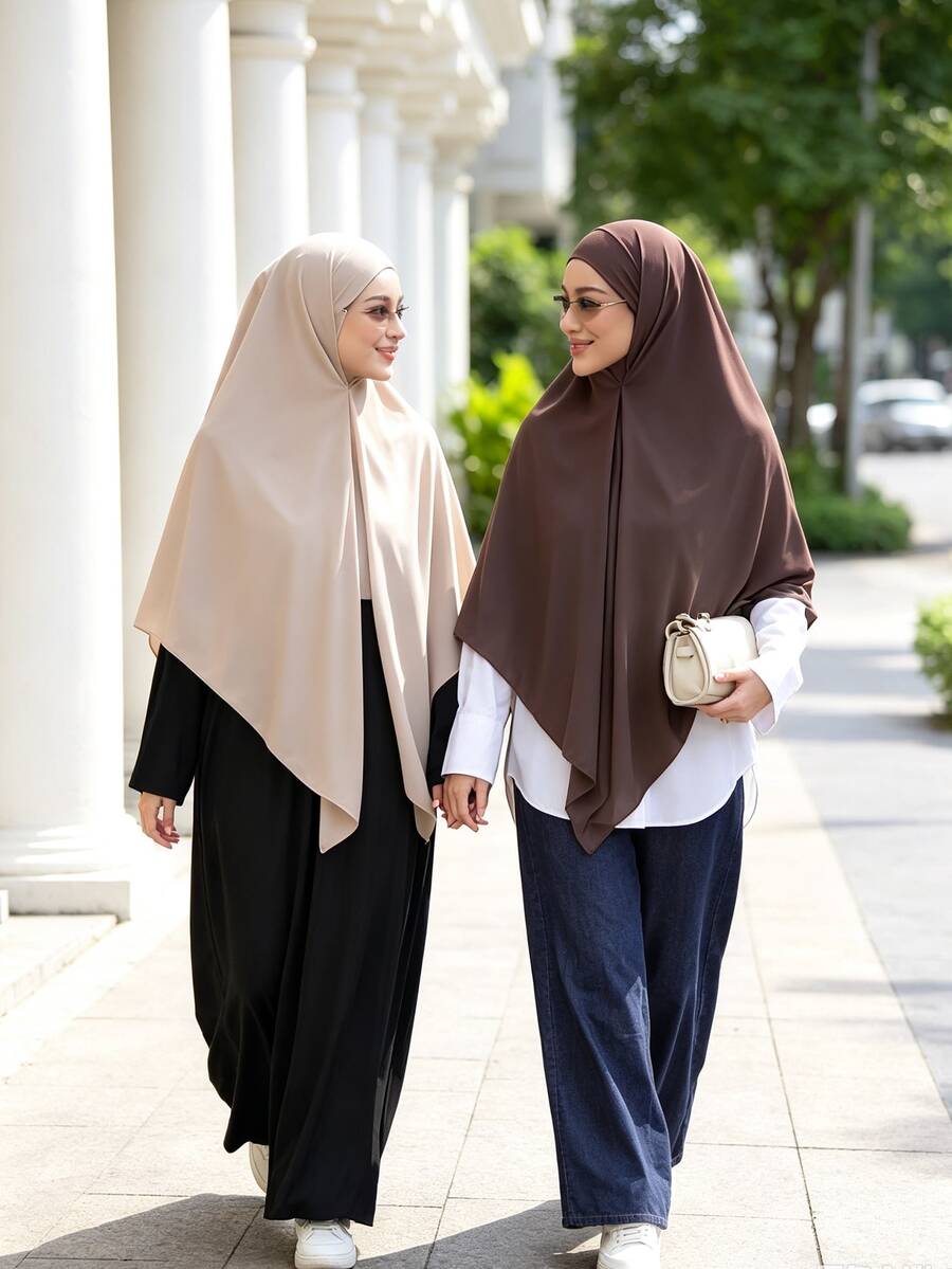 1 buah Syal Persegi Ukuran Besar Hijab Muslimah Warna Polos Bahan Chiffon