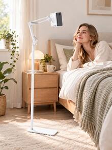 Tablet And Phone Floor Stand, Adjustable Height 360° Rotating Bracket, Flexible Spring Arm Overhead Stand, Wide Metal Base, Universal 4.7-12.9 Inch Tablet And Smartphone Holder, Suitable For Bed, Sofa, Kitchen, Hands-Free Viewing, Reading, Video Calls, Live Streaming - View 5