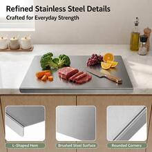 Large Stainless Steel Cutting Board With Rim, Kneading Mat, Metal Cutting Board, Suitable For Meat, Fruit, Vegetables, Bread, Baking - Multicolor - View 3
