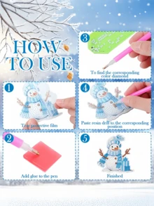 12pcs/Set Christmas Crystal Snowman Diamond Painting, Irregular Rhinestone DIY Double-Sided Sticker Pendant, Winter Christmas Crystal Hanging Decoration, DIY Keychain, Christmas Tree Decoration, Holiday Decor, Party Favor (Includes Tools) - Multicolor - View 3