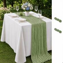 16 Pack Sage Green Cheesecloth Table Runner,Gauze Table Runner, Boho Rustic Semi Sheer Cheese Cloth Fabric Table Decor For Wedding, Party, Baby Shower, Bridal Shower, Birthday, Farmhouse Dining, Garden, Engagement And Home Decor - Sage Green - View 18