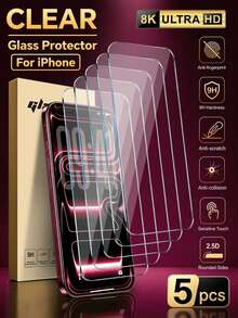 5 Paket [Baru 2026] Pelindung Layar Kaca Tempered 9H Kompatibel Dengan iPhone Duo/18 Pro Max/18 Pro/17 Pro Max/17 Pro/17/16/15/14/13/12/11 Pro Max/XR/XS Max/X/8 Plus/7 Plus, Jernih HD, Anti Gores, Bebas Gelembung, Mudah Dipasang, Ramah Casing - Clear - View 9