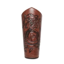 1pc Vintage Viking Style PU Leather Bracer, Unisex Celtic Dragon Embossed Arm Guard, Renaissance Festival Cosplay Costume Prop Halloween - A - View 9