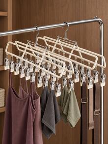 1Pc Multi-Functional Adjustable Hanger, Balcony Drying Rack With Underwear Clips, For Clothes, Pants, Skirts, Socks, Hats, Scarves & Belts, Multi-Purpose Organizer Hanger, Must-Have For Wardrobe & Closet Autumn-Winter Seasonal Storage - Multicolor - View 5