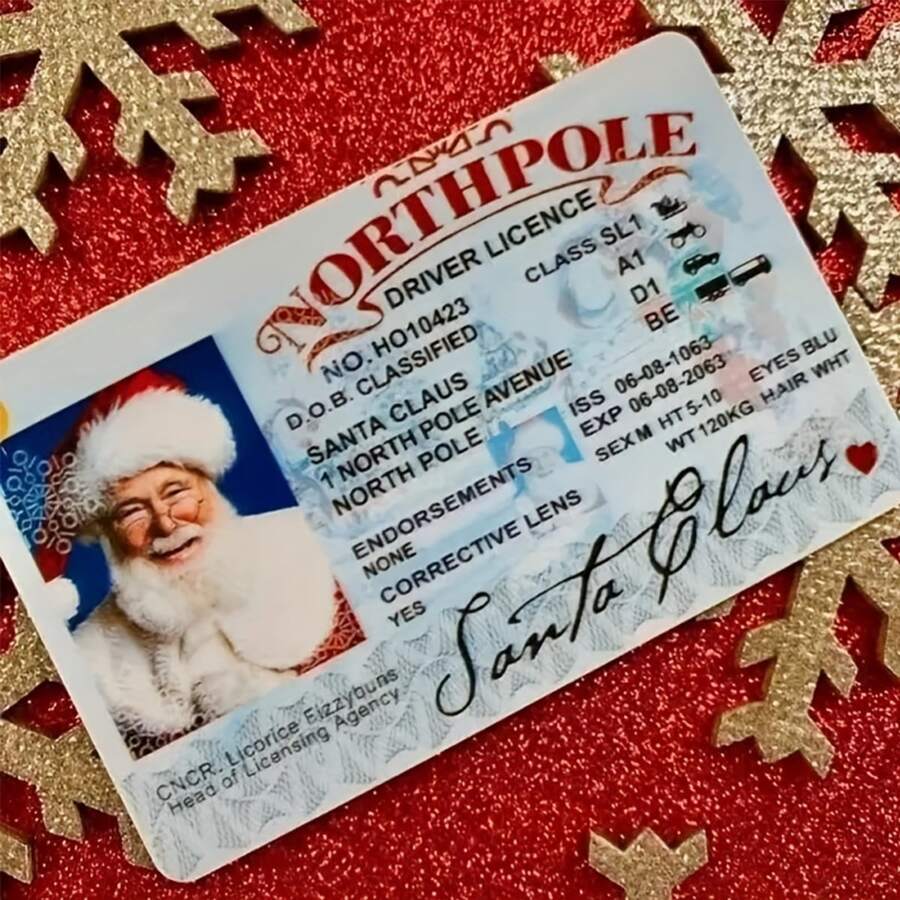 Surat Izin Mengemudi Santa yang Hilang, Dekorasi Natal, Surat Izin Terbang Kereta Luncur Santa, Kartu Identitas, Kartu Santa Claus, Surat Izin Terbang, Kotak Kunci Hadiah Malam Natal, Dekorasi Pohon Natal - MultiWarna - View 1