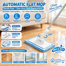 4/6pcs Set, 1 Set Hands-Free Automatic Mop System, Includes 5 Cleaning Cloths, One-Click Cloth Replacement, Space-Saving ABS Structure, Suitable For Standard Cleaning Cloths, ABS Material, Modern Home Cleaning Style, Mop Set, Suitable For Kitchen, Bathroom, Floor - A - View 12