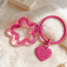 14 Pcs Y2K Rose Red Heart + Hollow Star Keychain, Earphone Accessory Decorative Pendant Letter Tag Bell Bag Charm, Cute Alloy Key Pendant, Suitable For Backpack, Car Keys, Girls Gift - Magenta Set - View 6