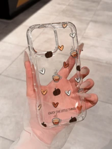 Autumn Heart Coffee Pumpkin Shockproof Soft Phone Case Compatible With Apple 18 Pro Max/17 Pro Max/16 Pro Max/15 Plus/14/13/12/11/XR/XS/7P And Other Models, Holiday Gift For Men And Women - Clear - View 1