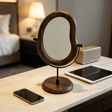 1pc Makeup Mirror | Vintage Irregular Wooden Makeup Mirror French Vintage Irregular Makeup Mirror Vanity Art Piece - Multicolor - View 8
