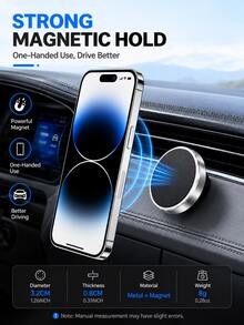 1pc Car Phone Holder Mini Ultra-Thin Magnetic 360° Rotating Dashboard Clip Strong Grip One-Hand Operation Compatible With IPhone And Android Phones Hands-Free Car Accessory Travel Essential Father's Day Gift Summer Road Trip - Mini Magnetic Version - View 8