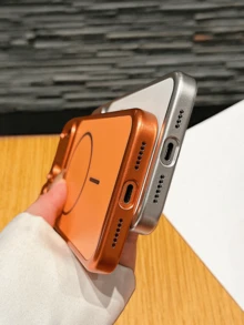 Minimalist Metallic Phone Case, Compatible With IPhone 18 Pro Max 17 Pro Air 16 15 14 13, Ultra-Thin Shockproof Hard Shell, Built-In Glass Lens Protector - Cherry Red - View 10