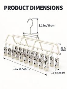 1Pc Multi-Functional Adjustable Hanger, Balcony Drying Rack With Underwear Clips, For Clothes, Pants, Skirts, Socks, Hats, Scarves & Belts, Multi-Purpose Organizer Hanger, Must-Have For Wardrobe & Closet Autumn-Winter Seasonal Storage - Multicolor - View 7