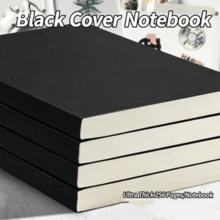 1pc Premium Black Cardstock Notebook - 256 Pages, Square Blank Drawing Pad, Suitable For Office And Students - A - View 8